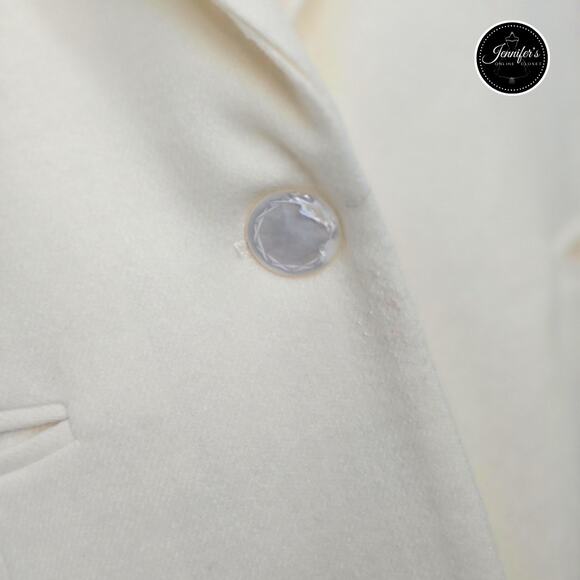 Adolfo International Cream Vintage One Button Closure Wool Blazer Unknown Size - Picture 6 of 13